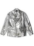 Simone Rocha metallic leather biker jacket - Silver