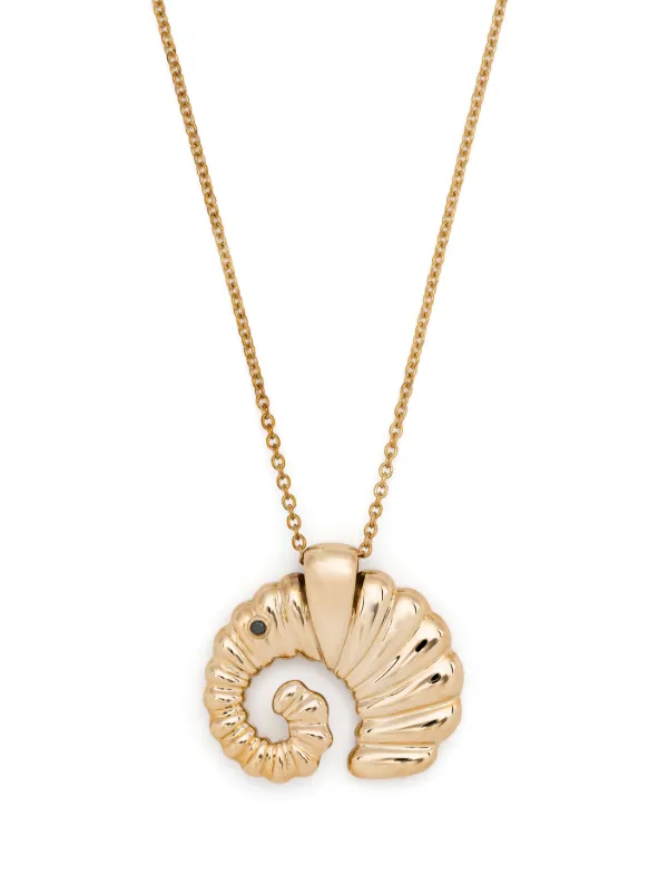 Yvonne Léon 9kt Yellow Gold Elephant Coquillage Pendant Necklace