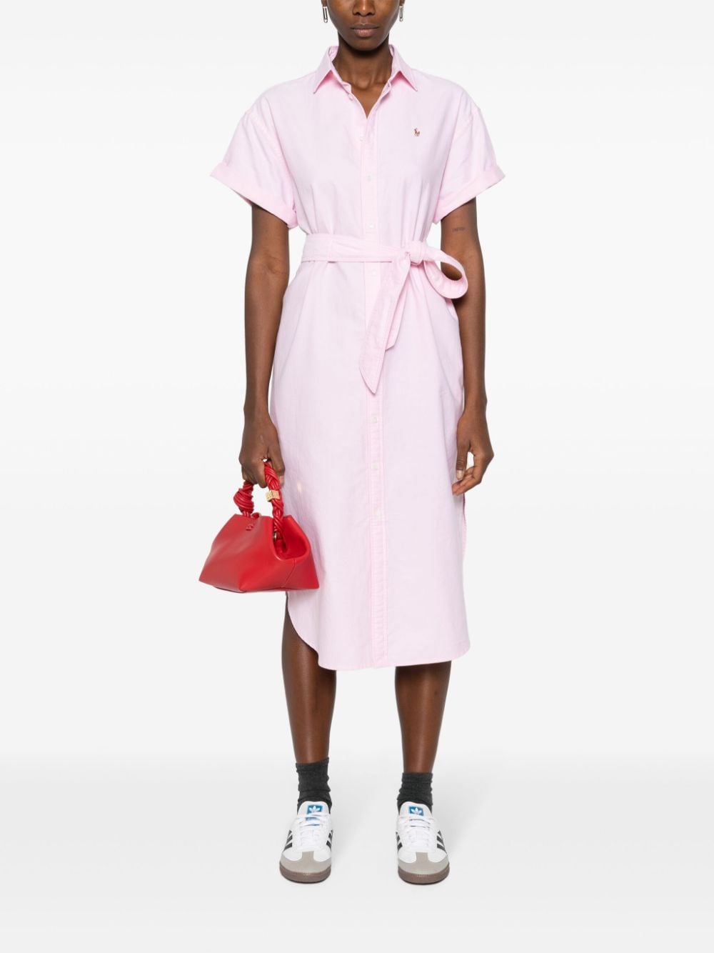 Shop Polo Ralph Lauren Polo Pony-embroidered Shirt Dress In Pink