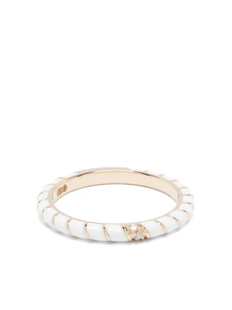 Yvonne Léon 9kt yellow gold Alliance Torsade Email diamond band ring