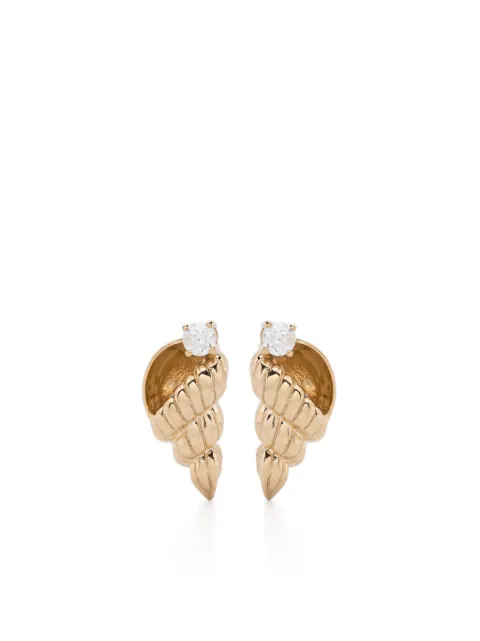 Yvonne Léon 9kt yellow gold Paire De Puces Nautilus diamond earrings