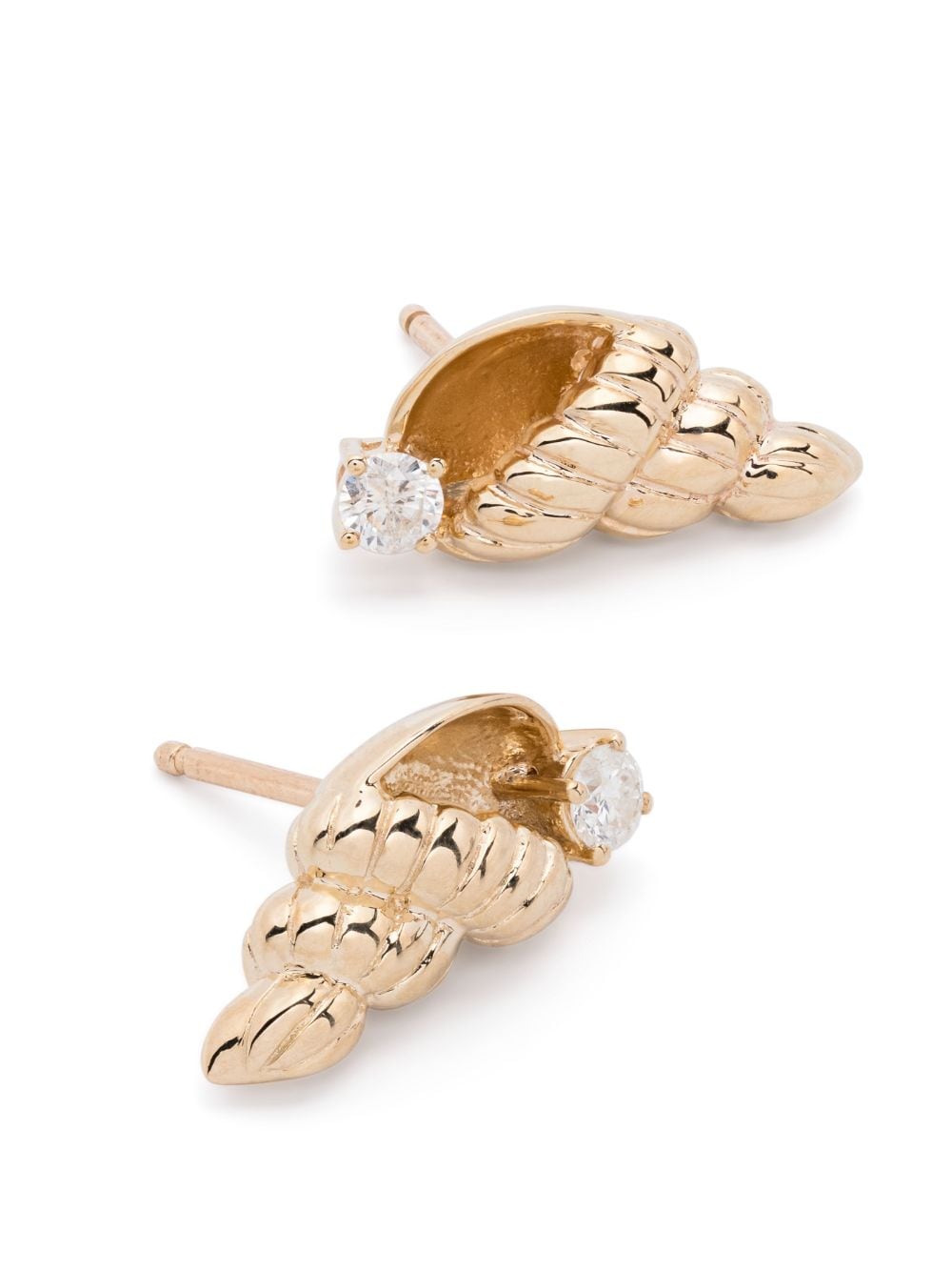 Shop Yvonne Léon 9kt Yellow Gold Paire De Puces Nautilus Diamond Earrings