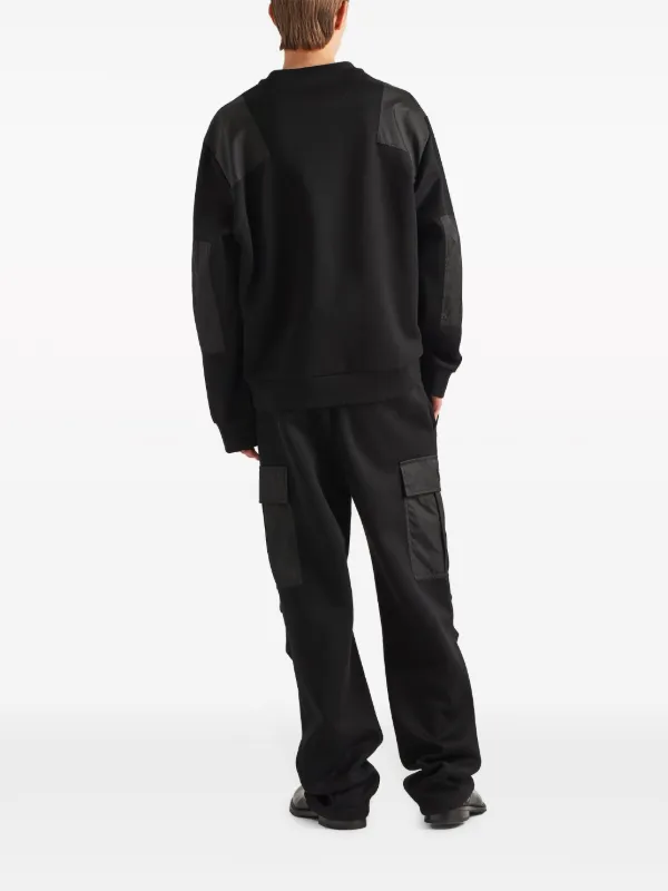 Prada triangle-logo Panelled Sweatshirt | Black | FARFETCH