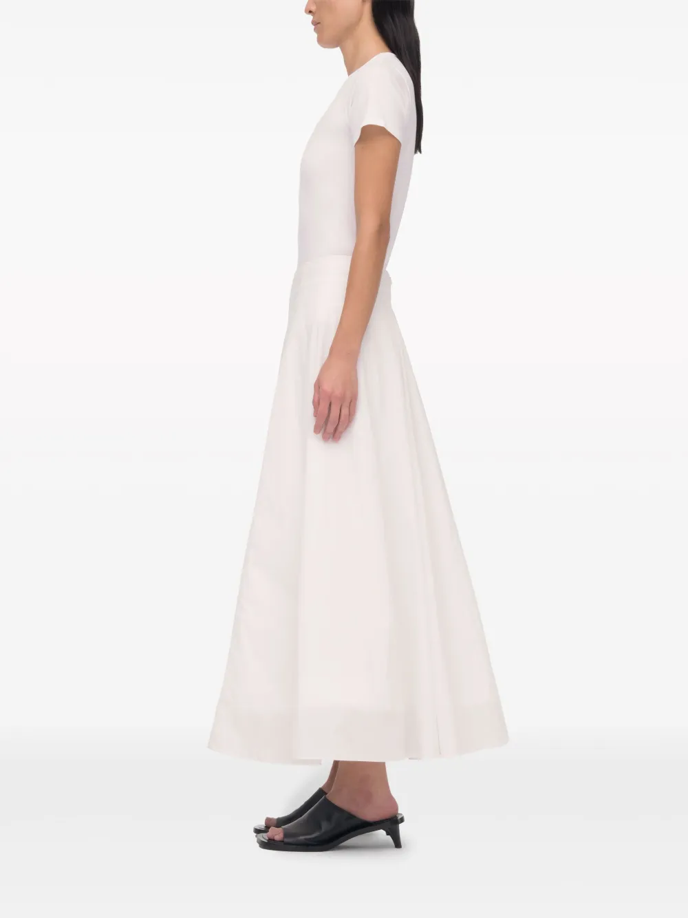 Another Tomorrow A-line Recycled-nylon Skirt in Neutrals, view 4