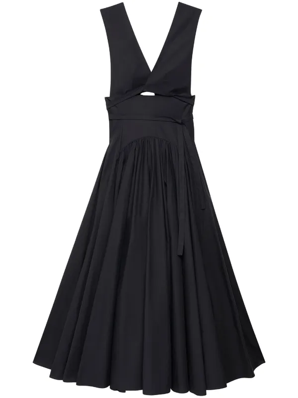 Another Tomorrow Cut-out Organic Cotton Dress in Black
