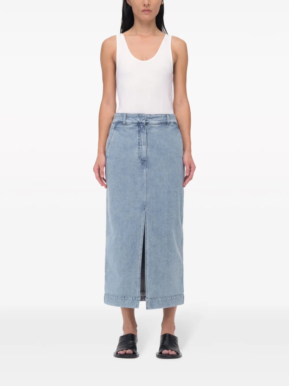  Another Tomorrow Falda Midi Vaquera - Azul 