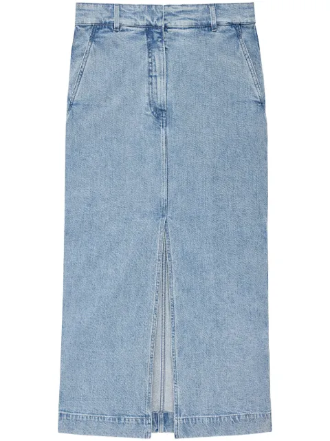 Another Tomorrow organic-cotton denim midi skirt
