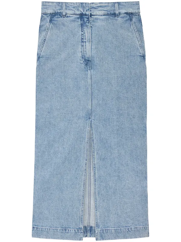 Another Tomorrow Organic-cotton Denim Midi Skirt in Blue