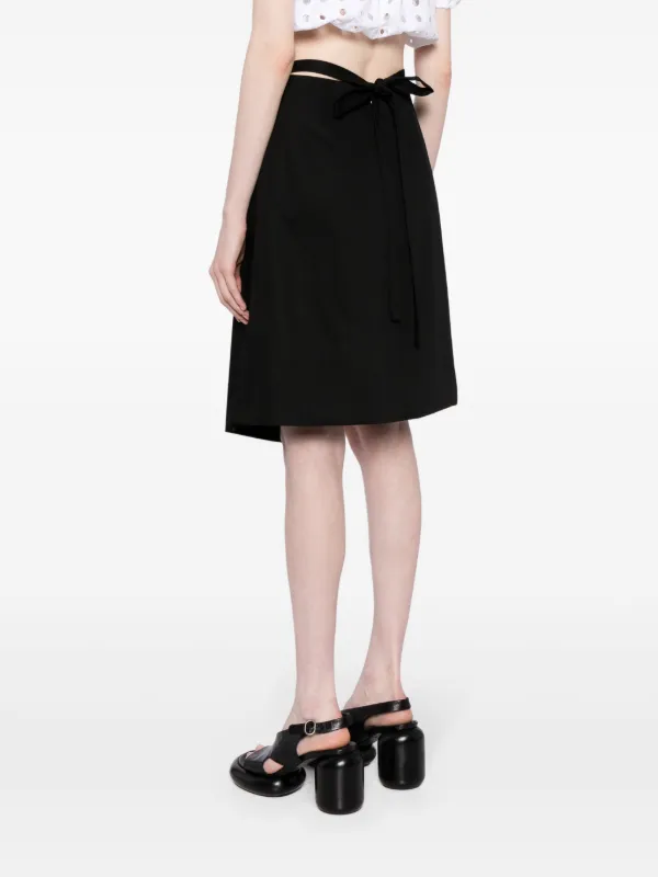 Patou Wraparound Gabardine Midi Skirt | Black | FARFETCH JO