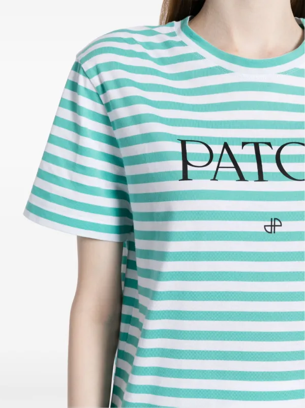 ★極美品★ PATOU 100%コットン ストライプTシャツ 半袖 Patou ストライプ Tシャツ | ブルー | FARFETCH JP
