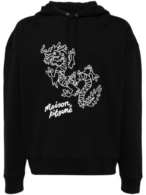 Maison Kitsune Dragon-print cotton hoodie Men