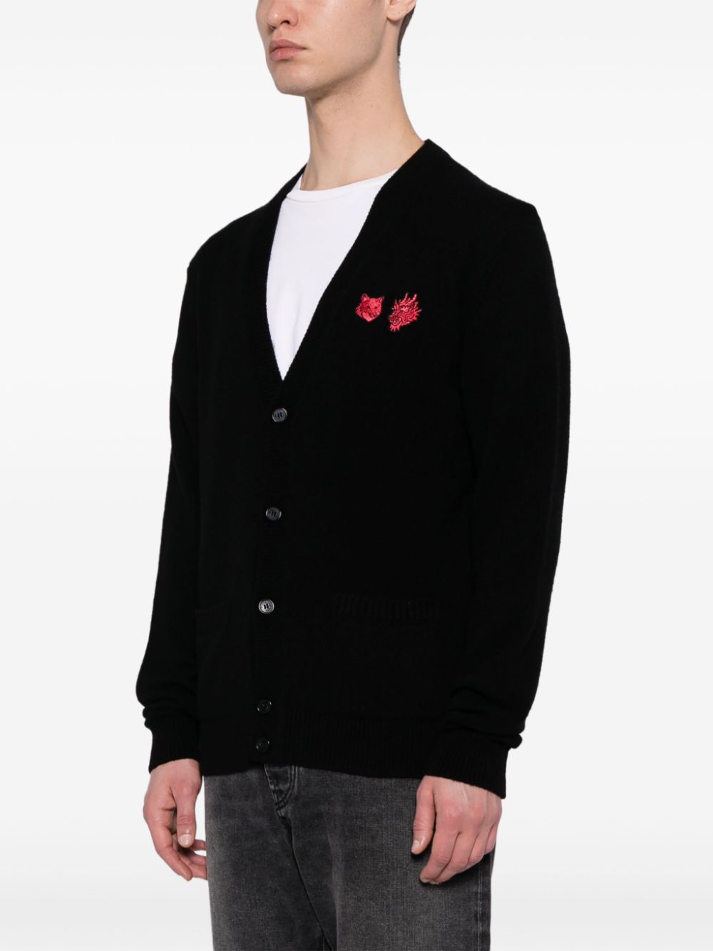 Maison Kitsune Fox-logo wool cardigan Men