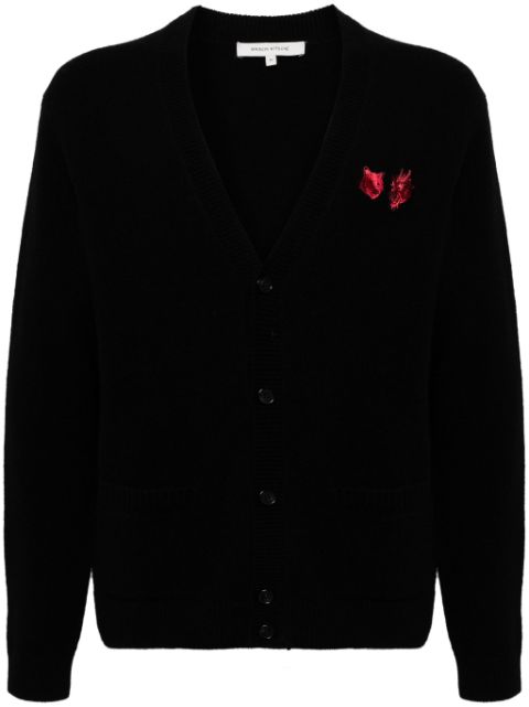 Maison Kitsune Fox-logo wool cardigan Men