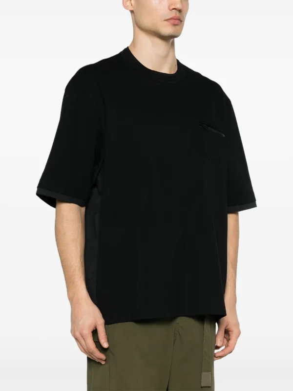 Sacai panelled-design T-shirt | Black | FARFETCH SG