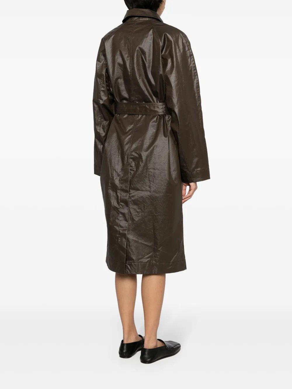 Shop Lemaire Belted Trench Coat In Brown