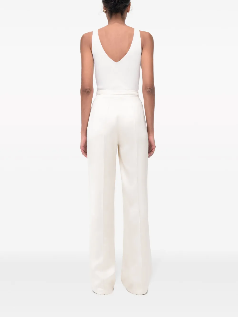 Another Tomorrow Pintuck Straight-leg Viscose Trousers in Neutrals, view 5