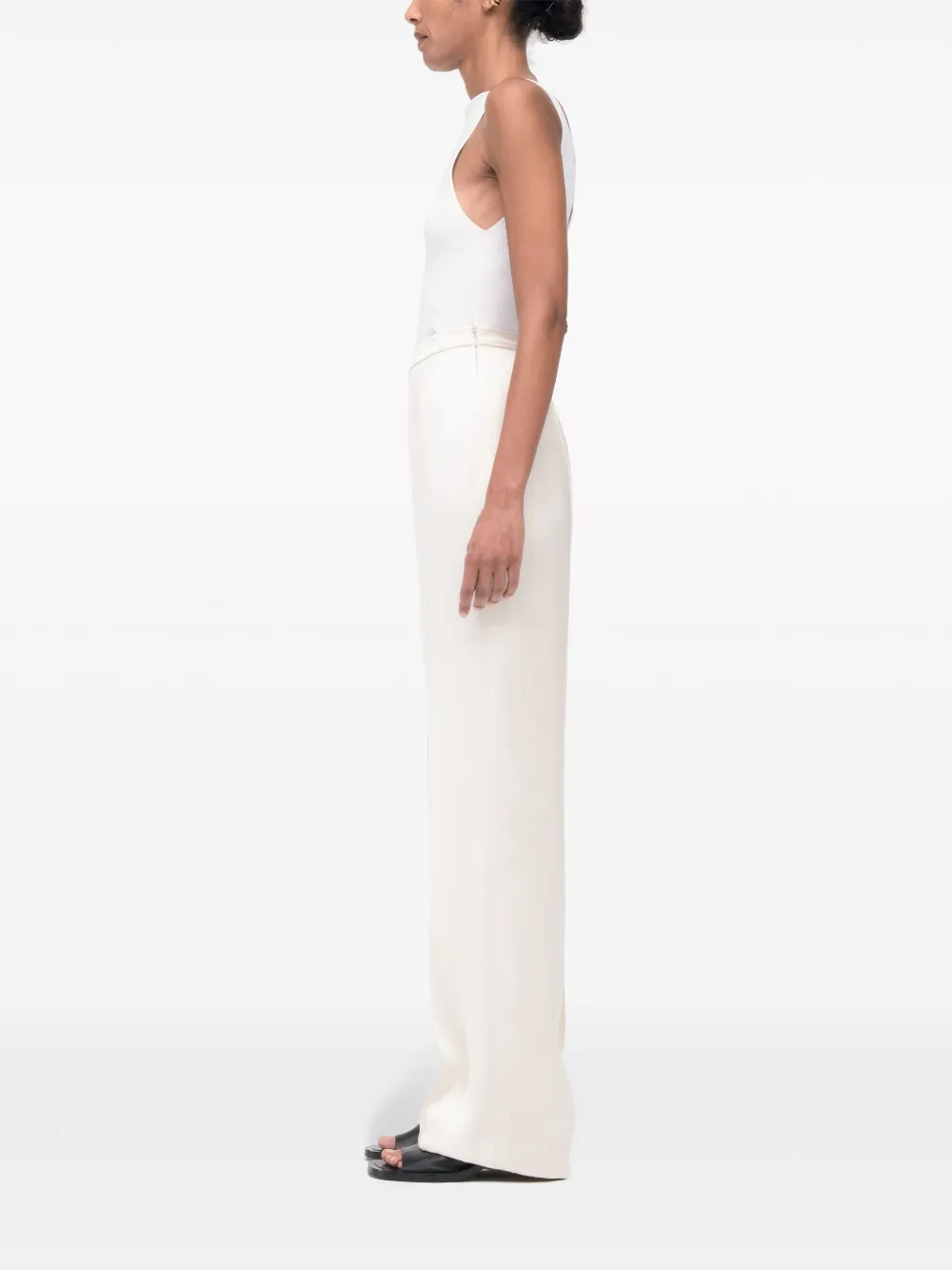 Another Tomorrow Pintuck Straight-leg Viscose Trousers in Neutrals, view 4