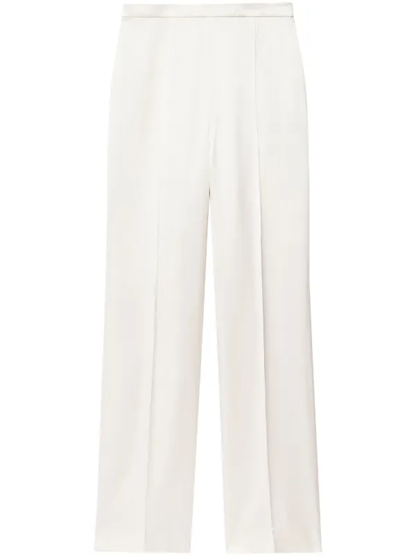 Another Tomorrow Pintuck Straight-leg Viscose Trousers in Neutrals
