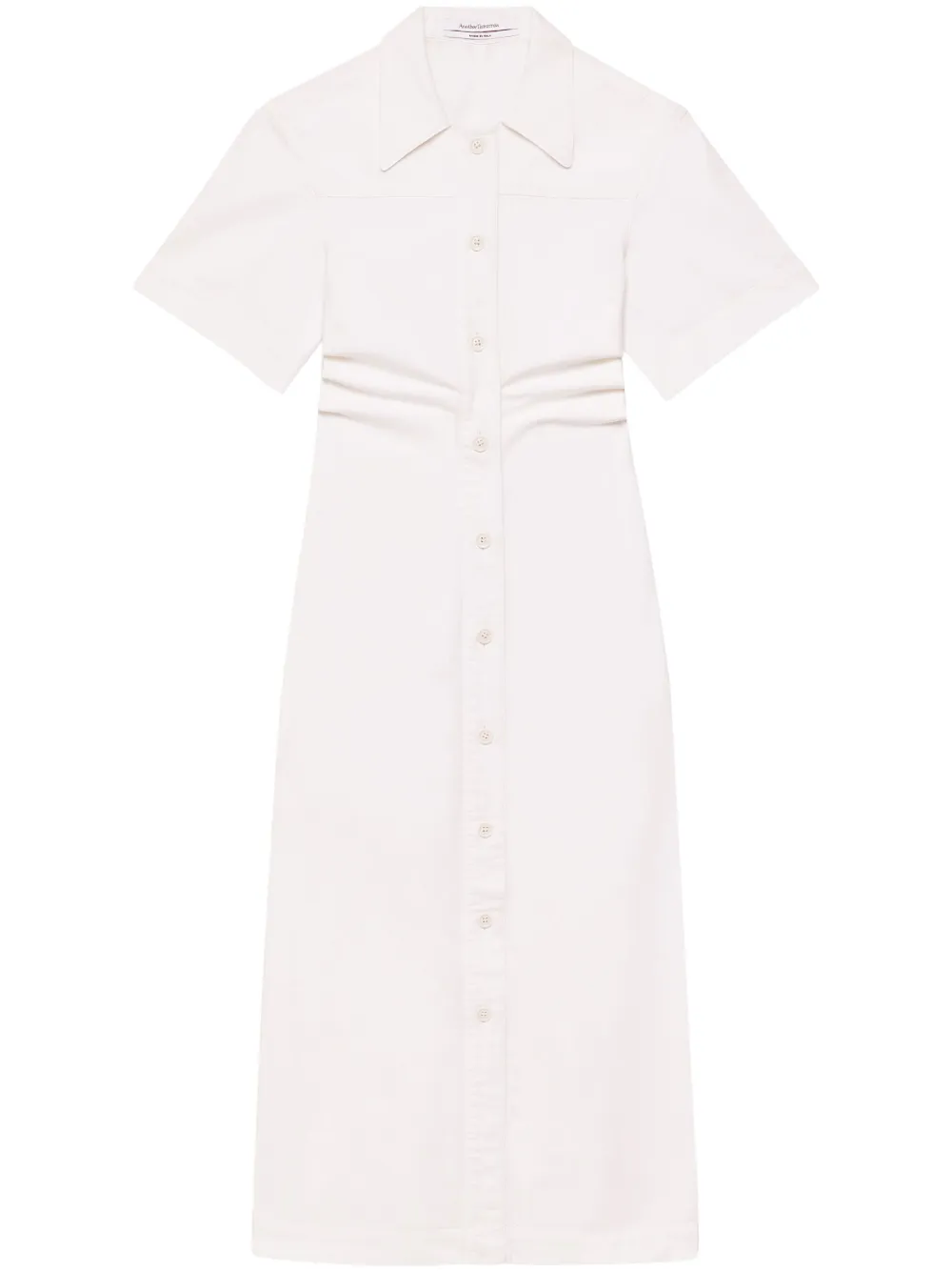 Another Tomorrow Bias-cut Chambray Shirt Dress in White
