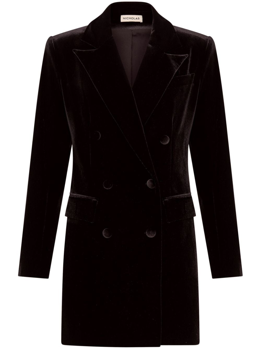 Nicholas Kebria Velvet Brazer Minidres In Black