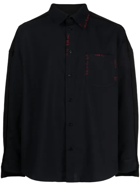 Marni logo-embroidered wool shirt