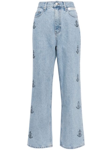 Kimhekim anchor-print wide-leg jeans