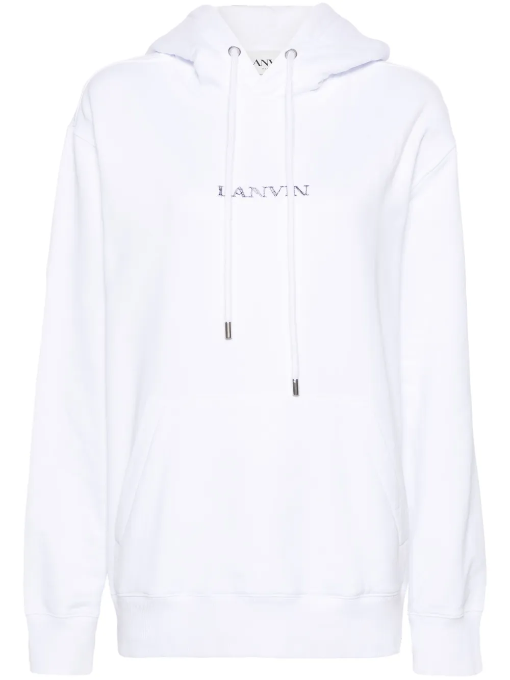 Lanvin Logo-embroidered Cotton Hoodie In White