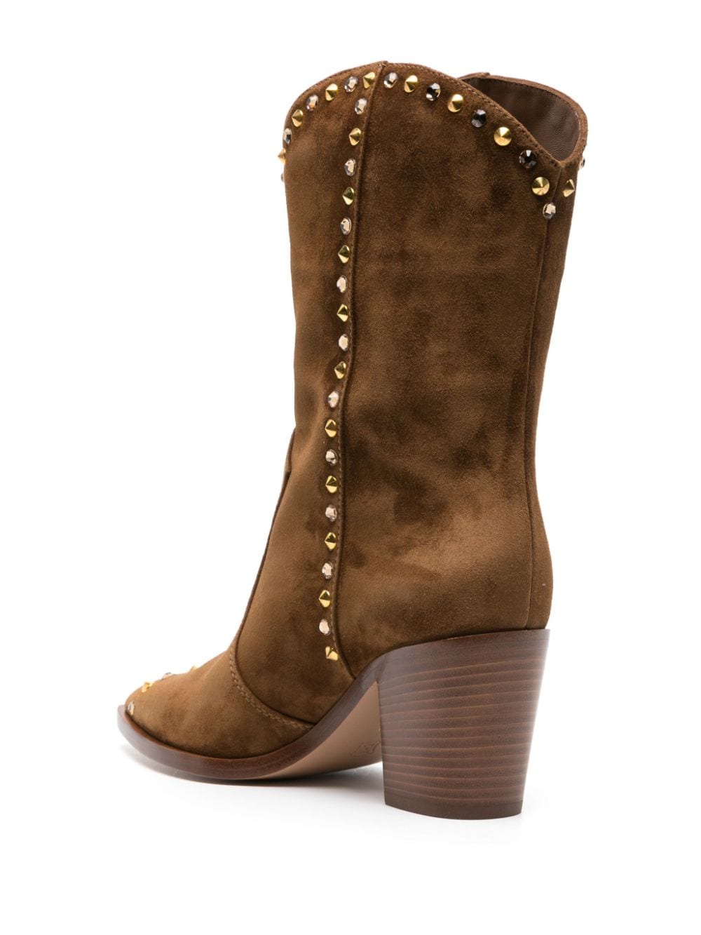 Shop Gianvito Rossi Denver 70mm Suede Ankle Boots In Brown