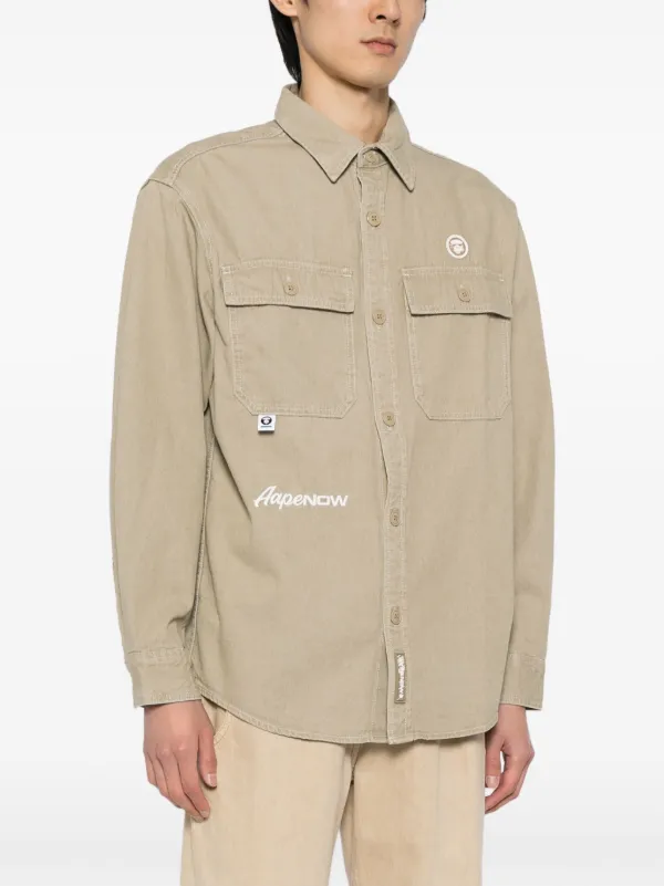 AAPE BY *A BATHING APE® ロゴ デニムシャツ | ブラウン | FARFETCH JP