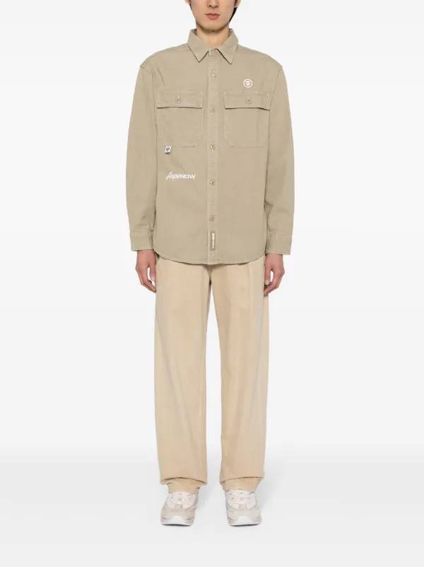 AAPE BY *A BATHING APE® ロゴ デニムシャツ | ブラウン | FARFETCH JP