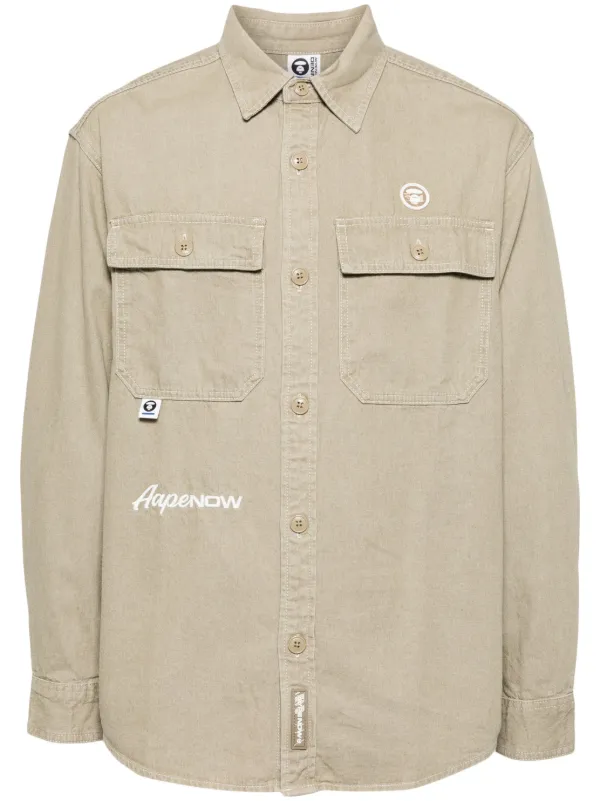 AAPE BY *A BATHING APE® ロゴ デニムシャツ | ブラウン | FARFETCH JP