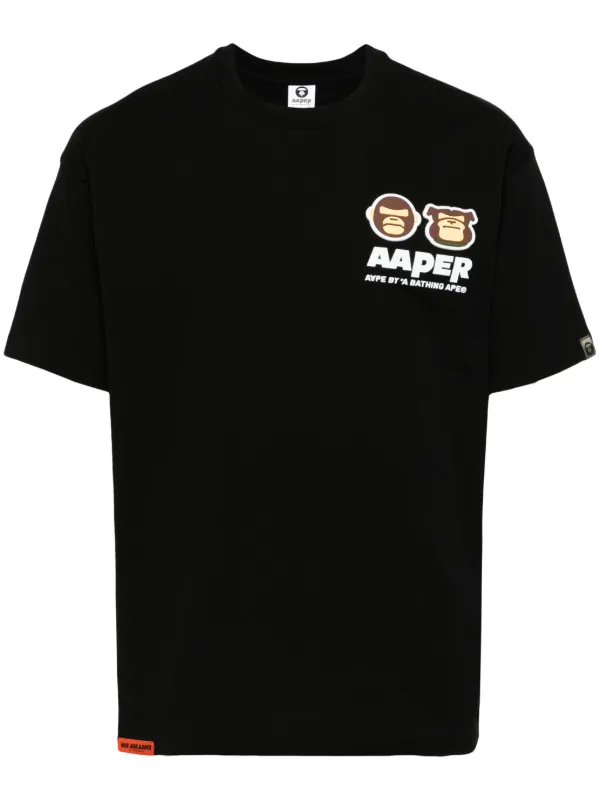 AAPE BY *A BATHING APE® logo-appliqué Cotton T-shirt | Black 