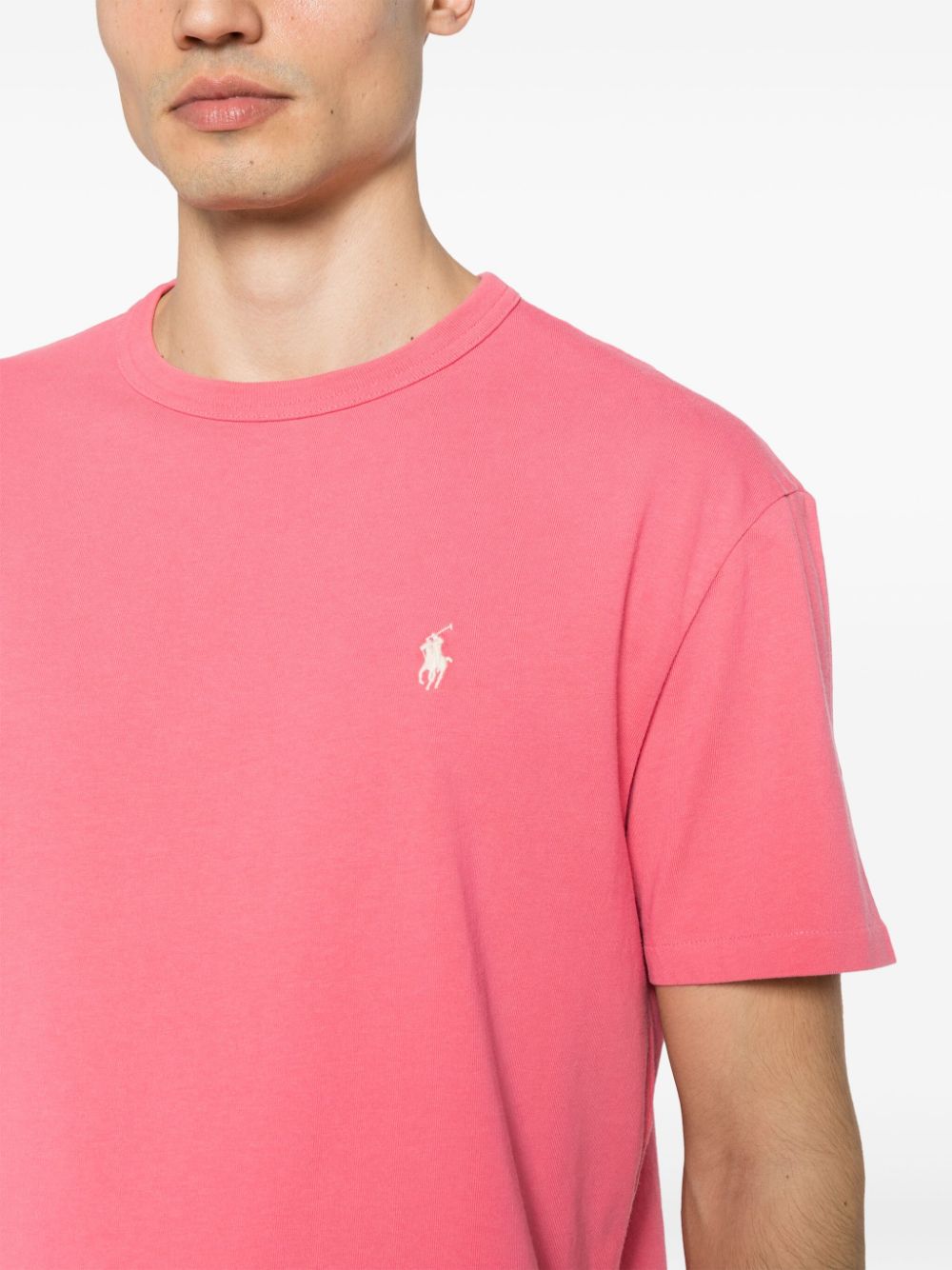 Shop Polo Ralph Lauren Logo-embroidered Cotton T-shirt In Pink