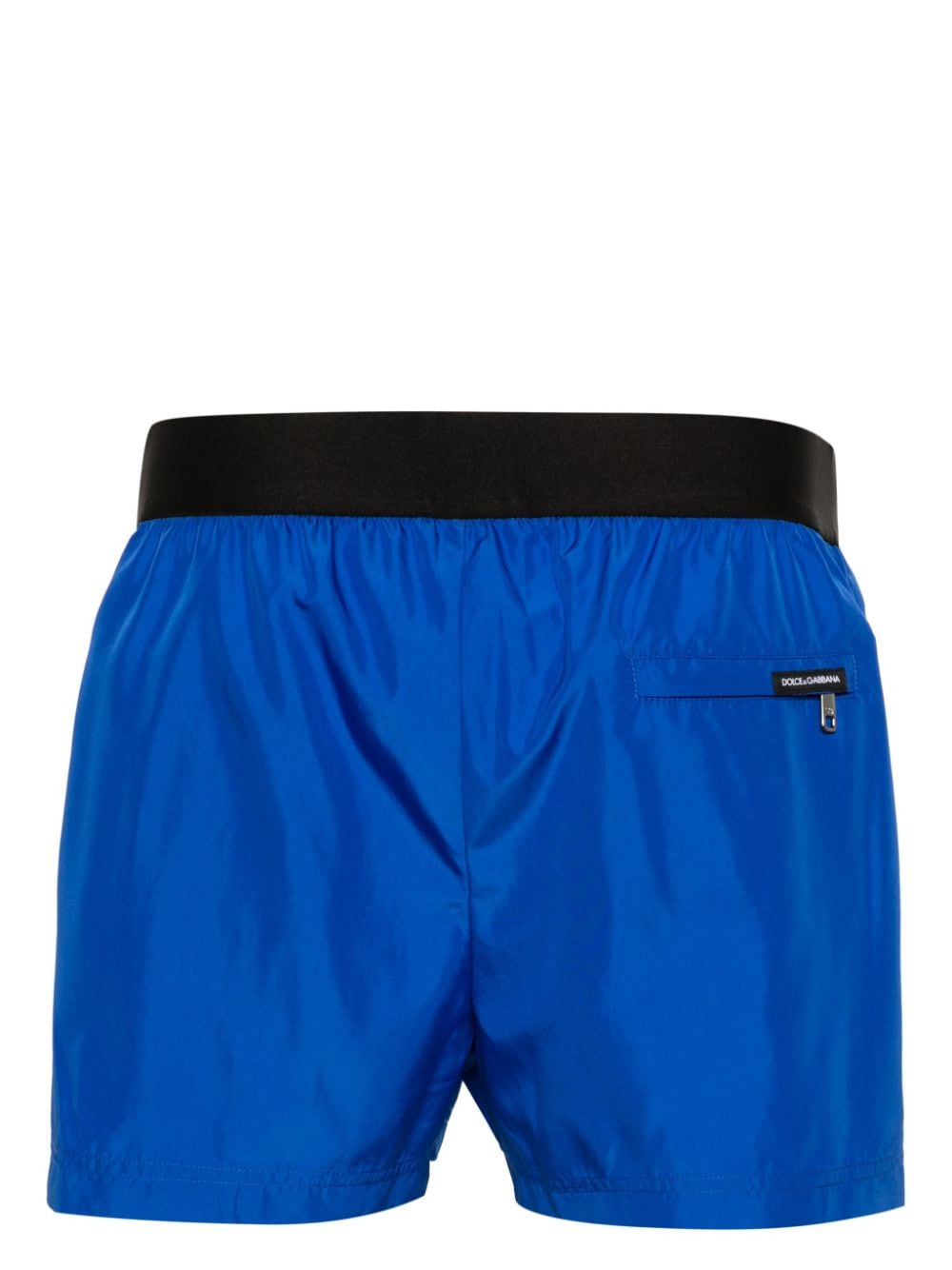 Shop Dolce & Gabbana Logo-waistband Swim Shorts In Blue