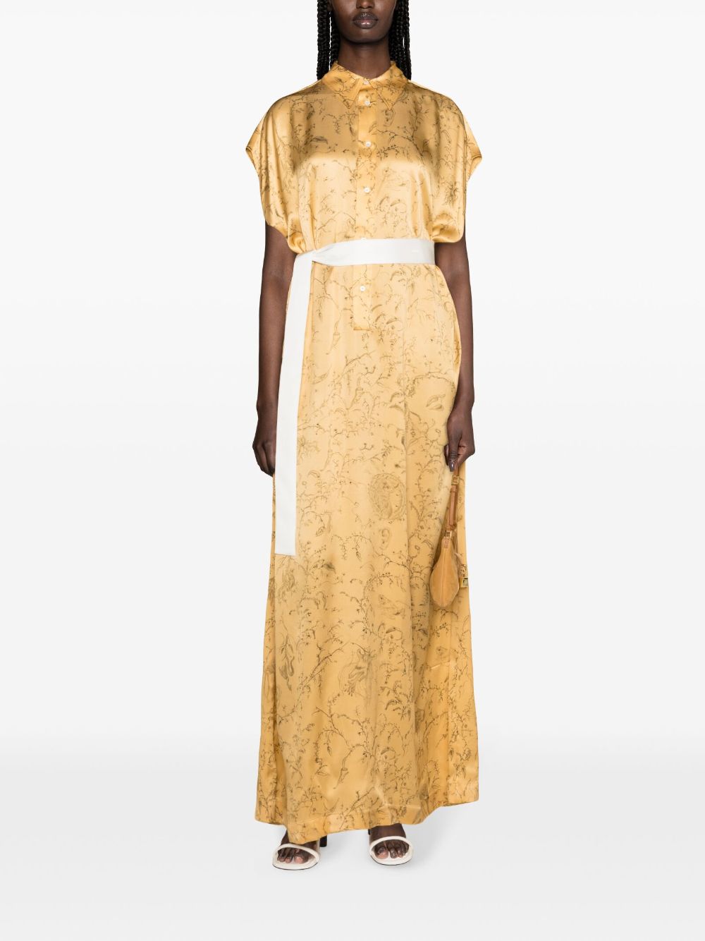 Shop Fabiana Filippi Graphic-print Silk Maxi Dress In Yellow