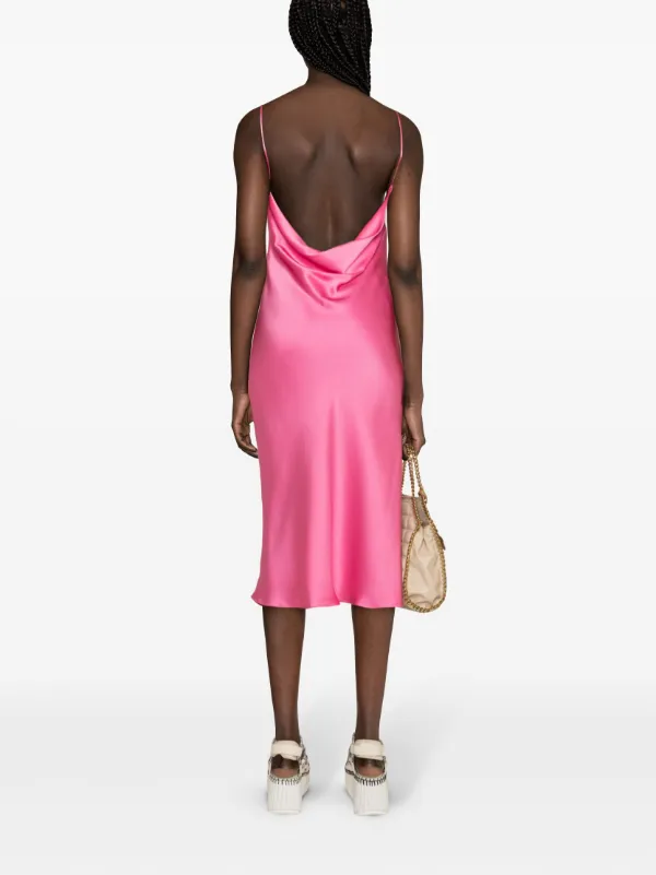 Stella McCartney cowl-neck Midi Slip Dress | Pink | FARFETCH