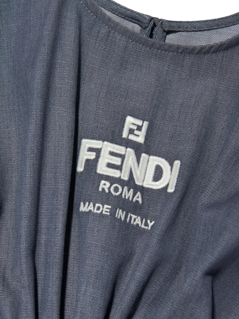 Shop Fendi Logo-embroidered Cotton Dress In Blue