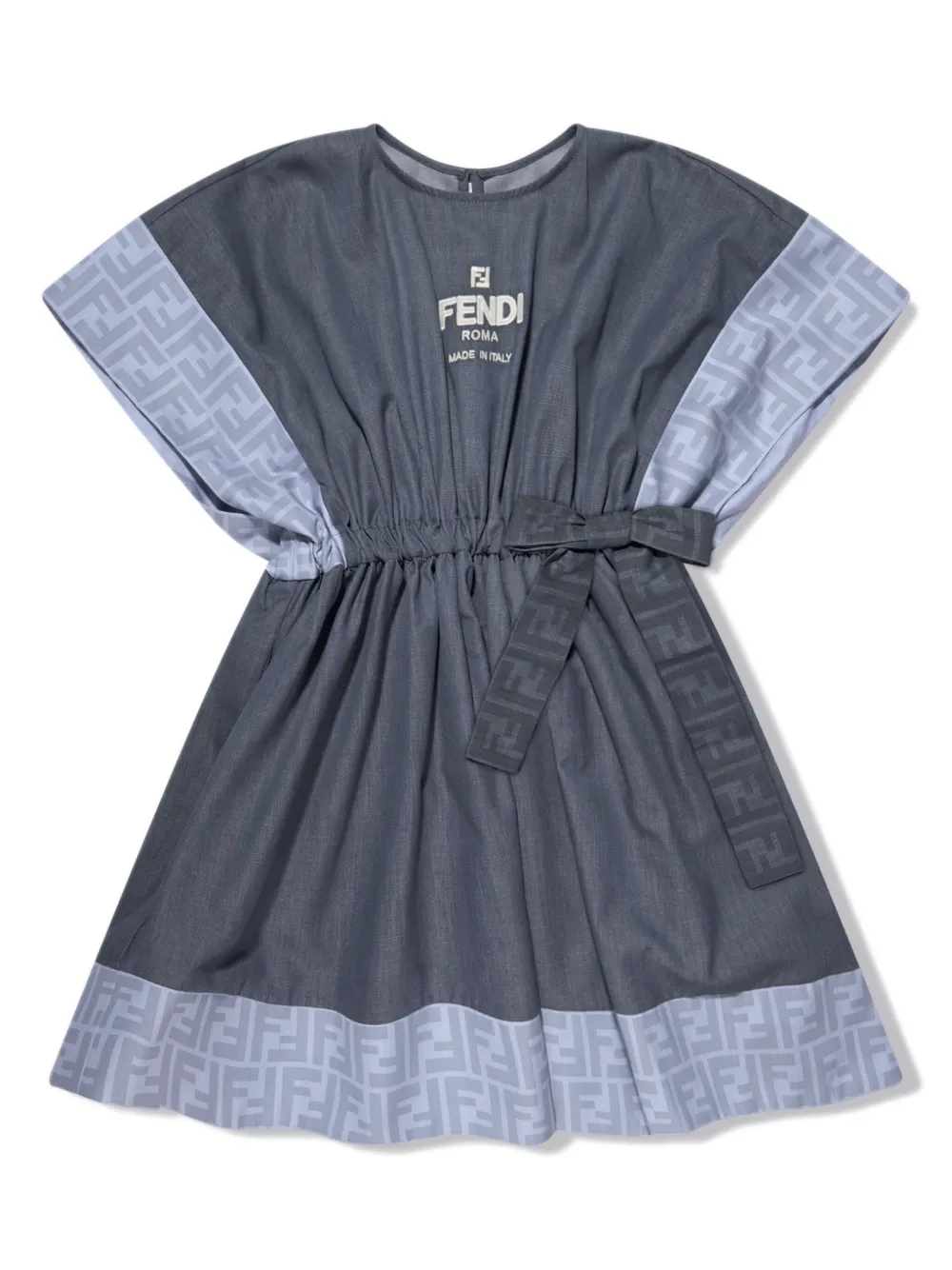 Fendi Kids' Logo-embroidered Cotton Dress In Black