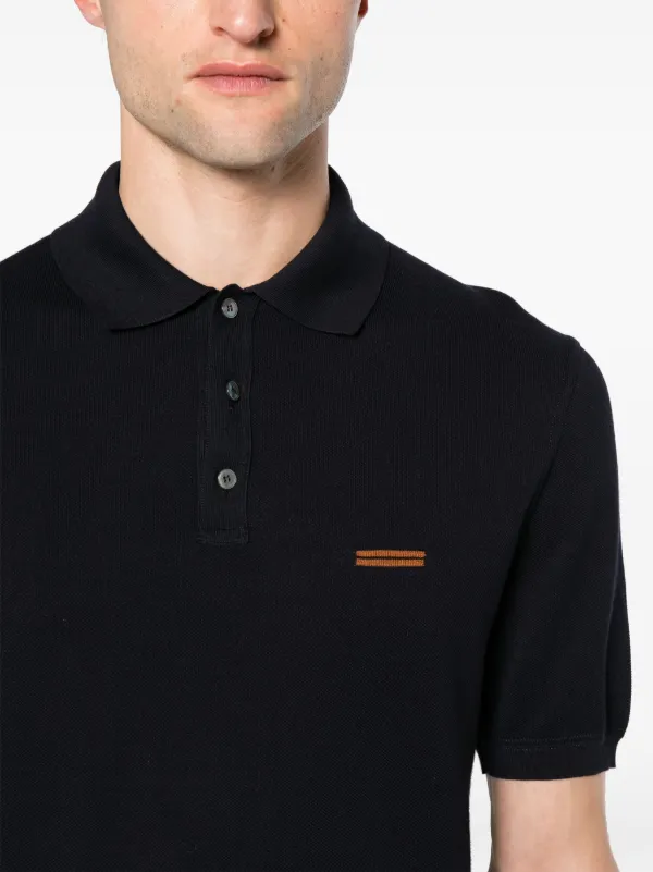 Tシャツ・カットソー ZEGNA Black Stretch Piquet Polo Shirt Navy Blue High Performance™ Wool Piquet Polo Shirt SS25