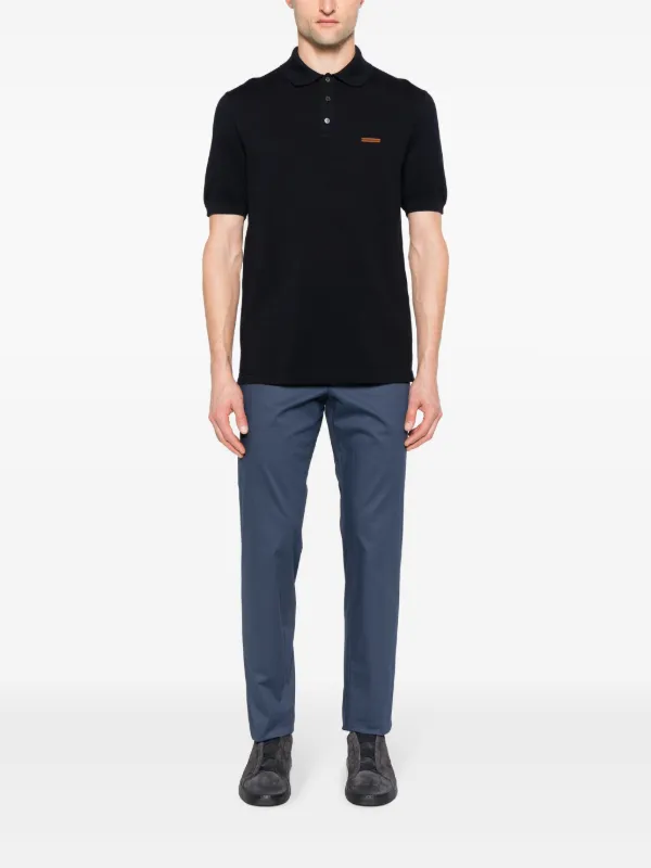 Zegna Cotton Piqué Polo Shirt | Blue | FARFETCH