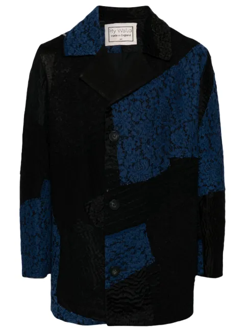 By Walid abrigo con botones y diseño color block