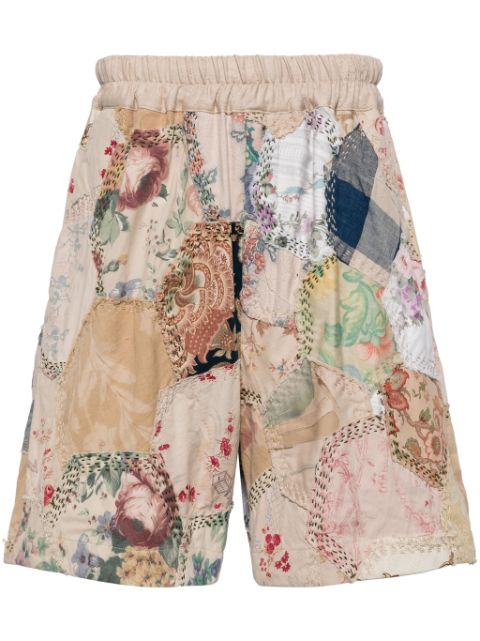 By Walid patchwork cotton track shorts