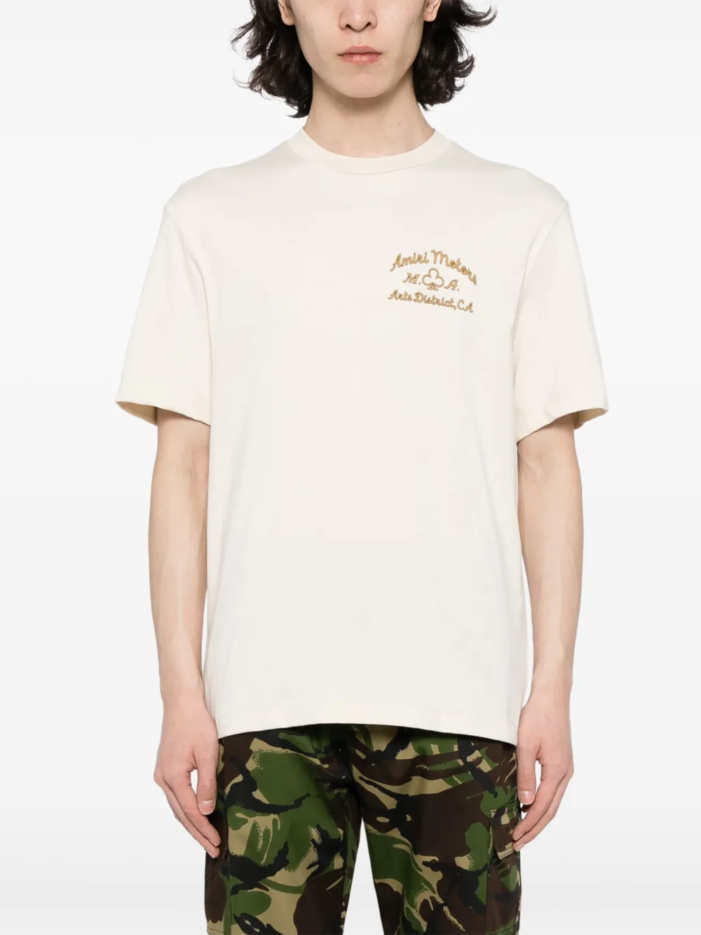 Amiri T-shirt With Round Neck And Short Sleeves In Blue