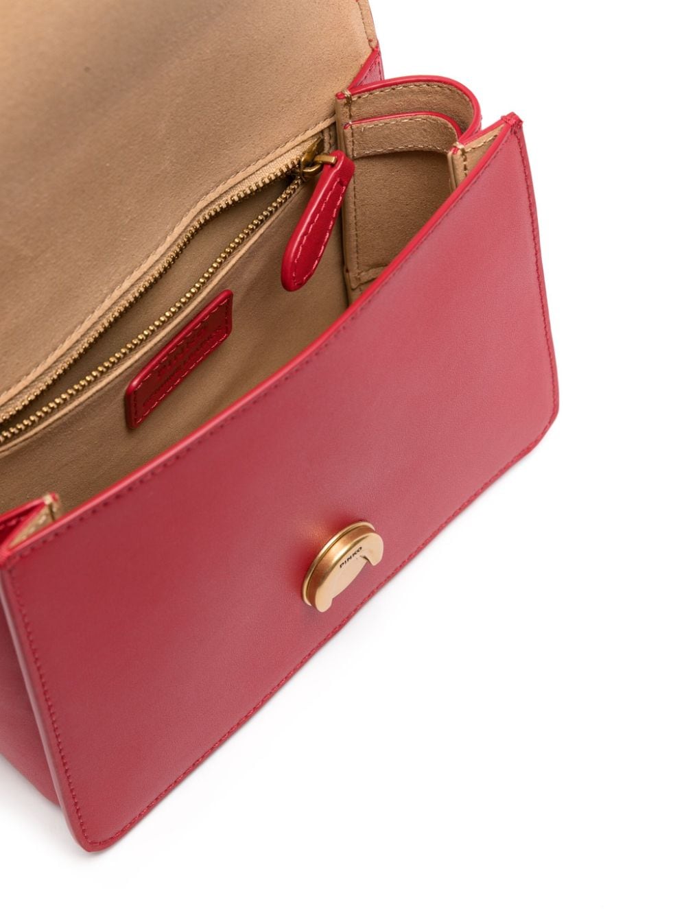 Shop Pinko Mini Love Leather Tote Bag In 红色