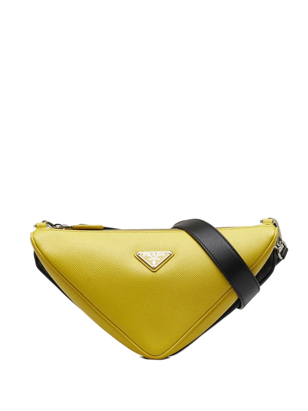 Pre-owned Prada 2022 Double Triangle Crossbody Bag In Yellow