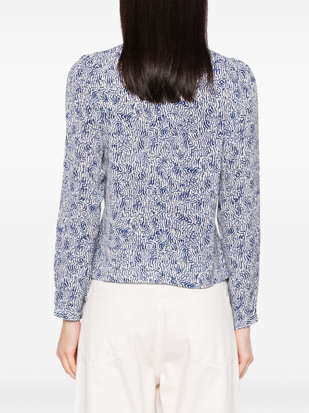 Shop Marant Etoile Eddy Abstract-print Blouse In Blue