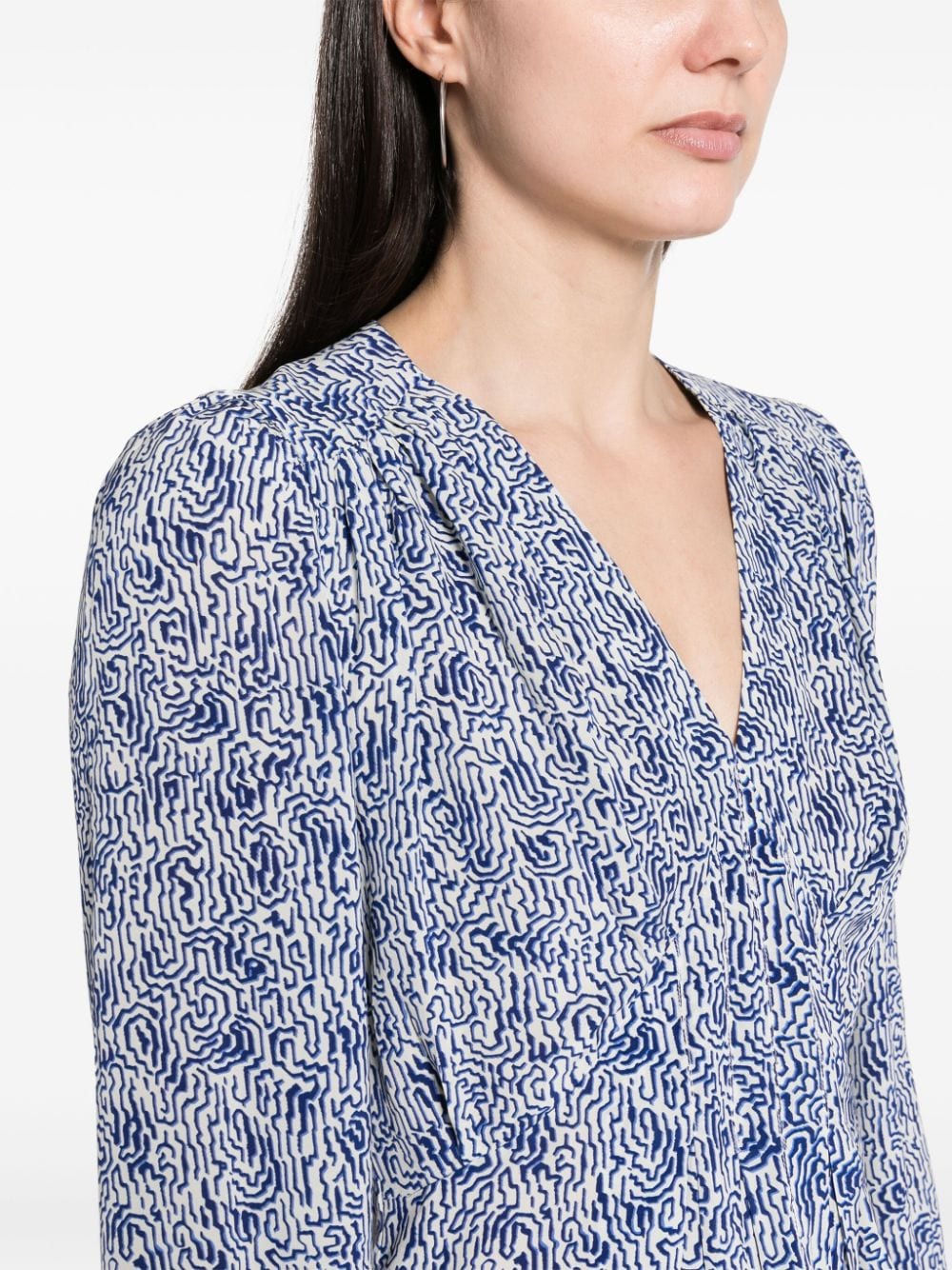 Shop Marant Etoile Eddy Abstract-print Blouse In Blue