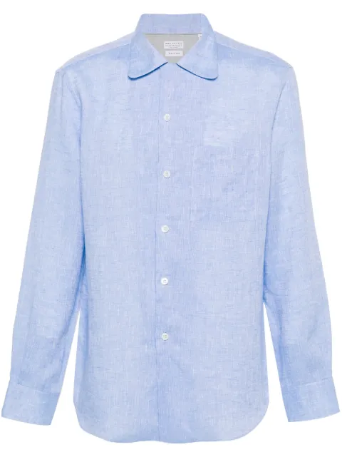 Brunello Cucinelli chemise en lin à col pointu
