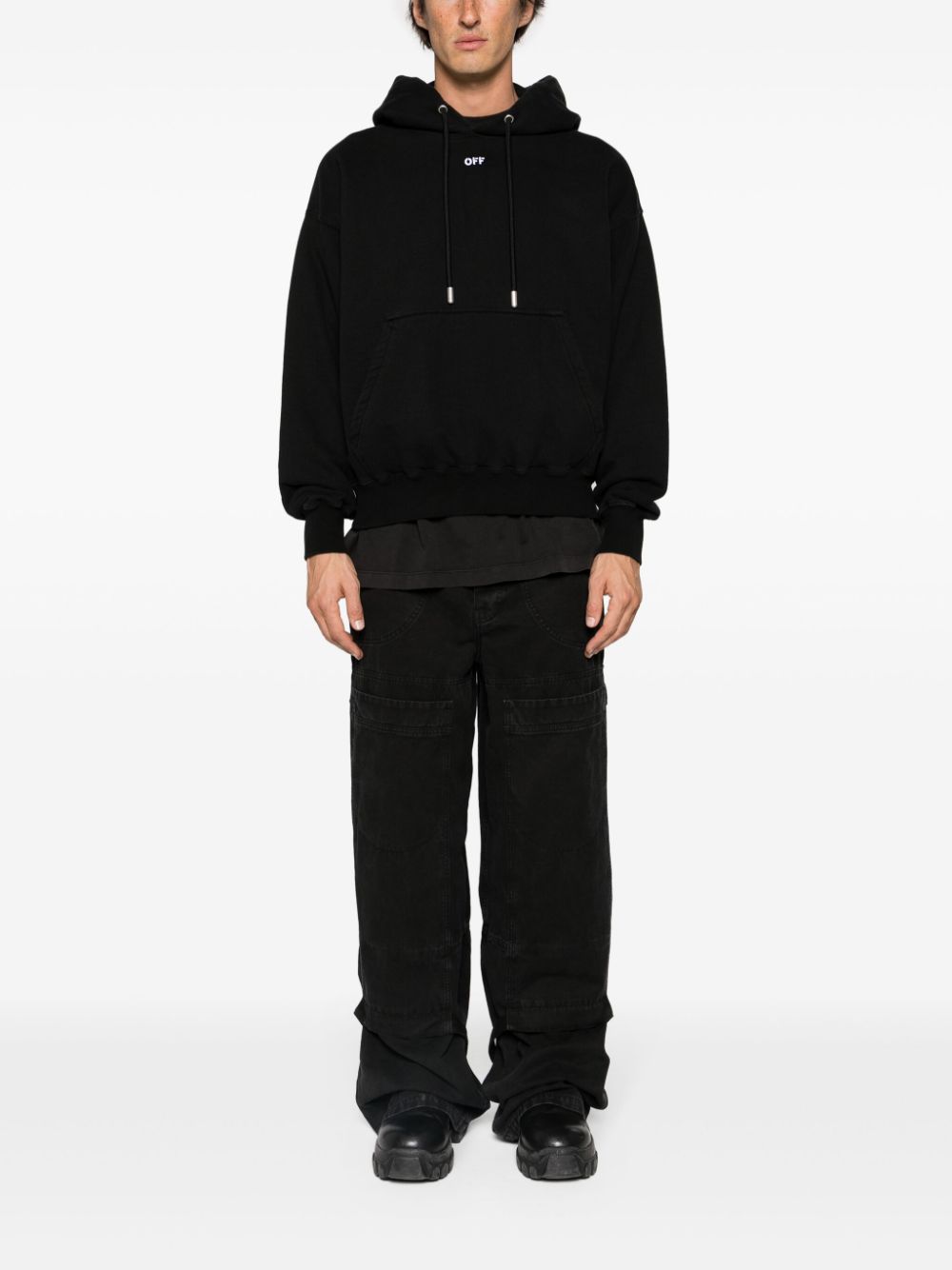 Off-White Arrows-embroidered cotton hoodie - Zwart