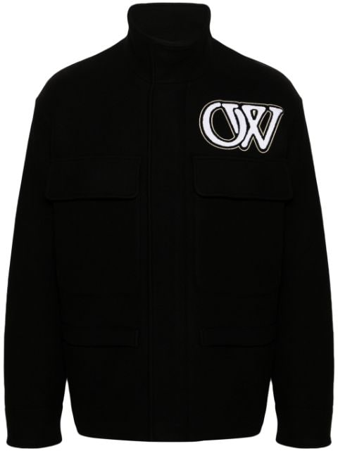 logo-embroidered felted varsity jacket